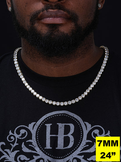 #1 BESTSELLER Tennis Chain Necklace Iced Out CZ Stones - 14k Gold Vermeil Or 925 Silver - 3mm-7mm - 16"-30"