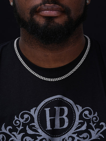 Everyday Wear Miami Cuban Link Chain Necklace Iced Out CZ Stones - 925 Silver - 6mm- 16-30"