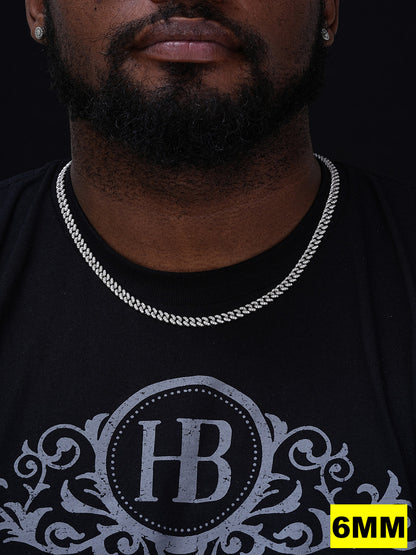 Classic Miami Cuban Link Chain Necklace Iced Out CZ Stones - 925 Silver - 6mm-18mm - 16-30"