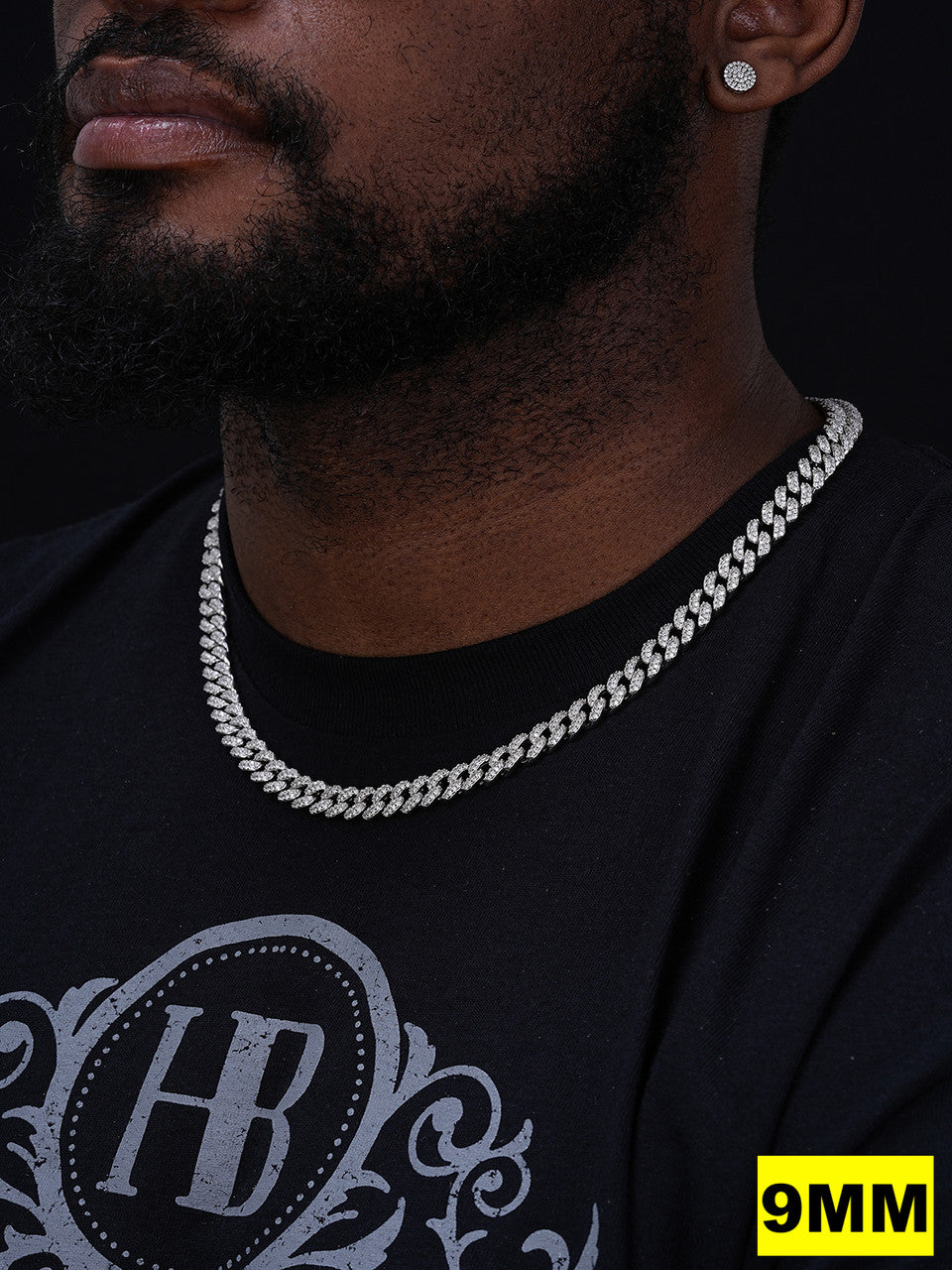 Classic Miami Cuban Link Chain Necklace Iced Out CZ Stones - 925 Silver - 6mm-18mm - 16-30"