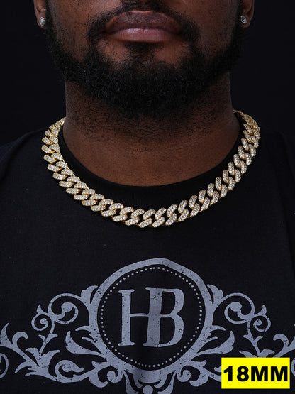 Classic Miami Cuban Link Chain Necklace Iced Out CZ Stones - 14k Gold Vermeil 925 Silver - 6mm-18mm - 16-30"
