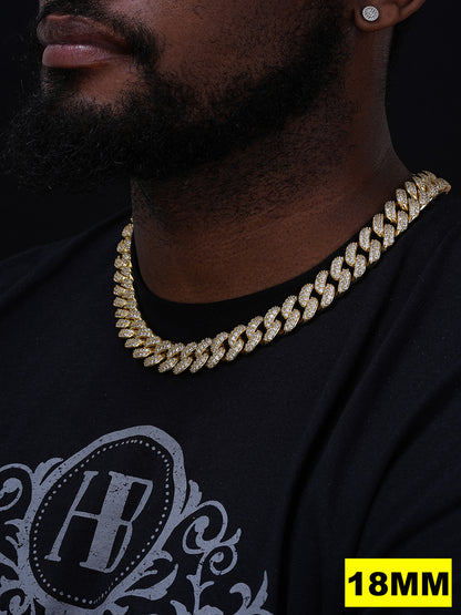 Classic Miami Cuban Link Chain Necklace Iced Out CZ Stones - 14k Gold Vermeil 925 Silver - 6mm-18mm - 16-30"