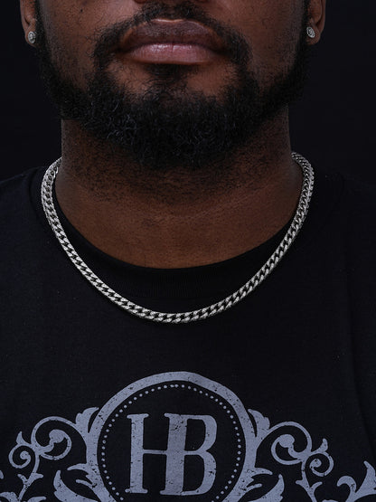 Franco Chain Iced Out CZ Stones - 925 Silver - 6mm - 16-30"