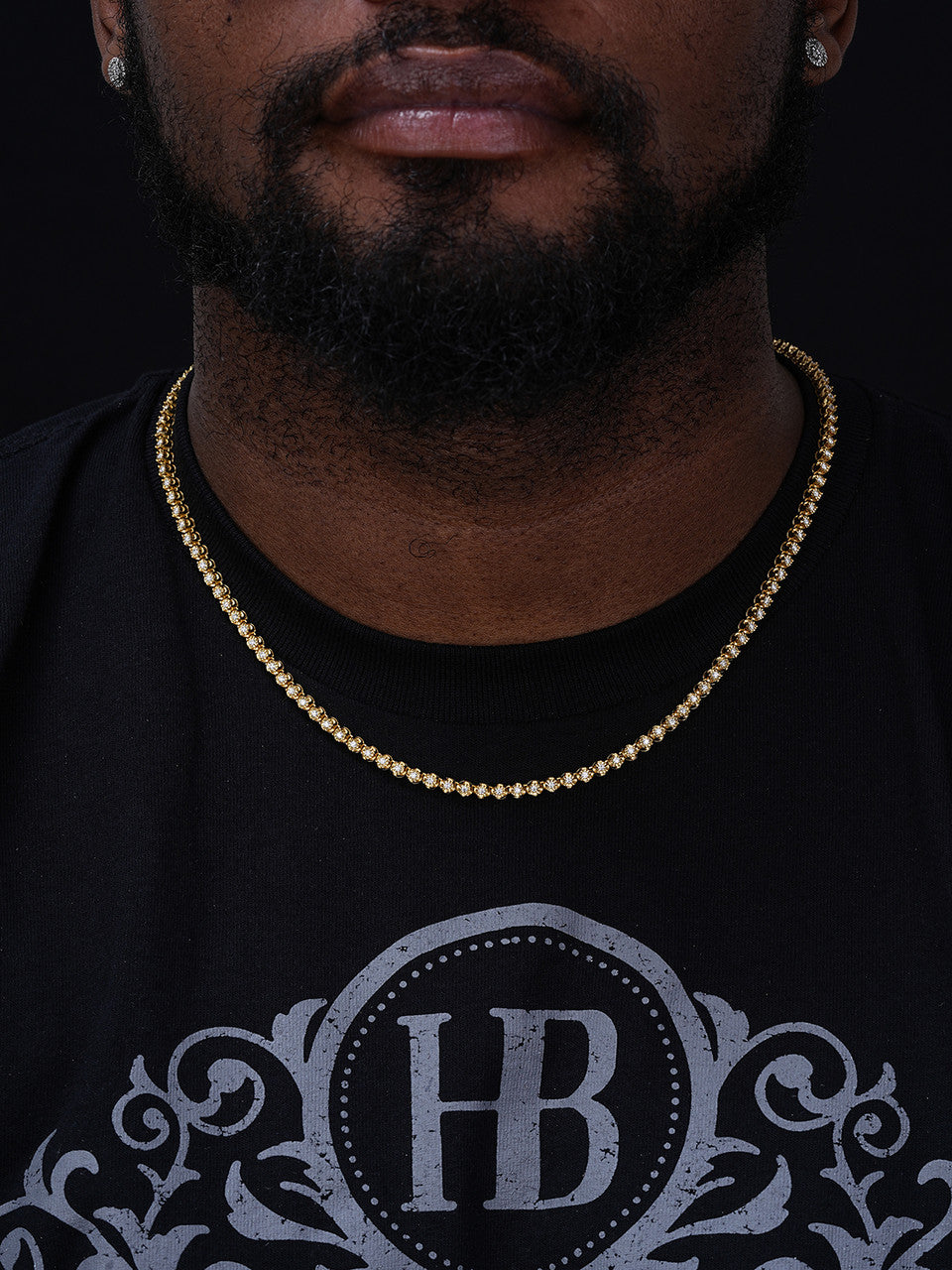 MOISSANITE Illusion Tennis Chain Necklace Iced Out - 14k Gold Vermeil 925 Silver - 3mm - 16"-28"