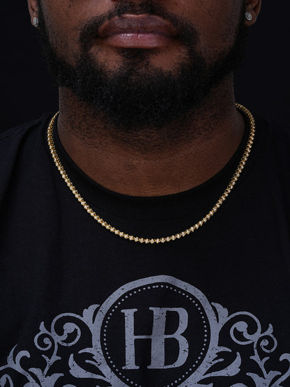 MOISSANITE Illusion Tennis Chain Necklace Iced Out - 14k Gold Vermeil 925 Silver - 3mm - 16"-28"