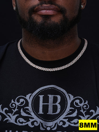 MOISSANITE #1 Bestseller Miami Cuban Link Prong Chain Necklace Iced Out - 14k Rose Gold Vermeil & 925 Silver - 8mm-20mm - 16" - 30"