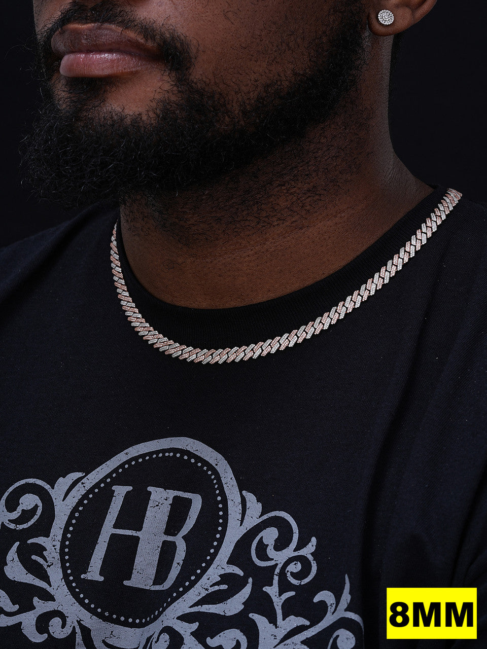 MOISSANITE #1 Bestseller Miami Cuban Link Prong Chain Necklace Iced Out - 14k Rose Gold Vermeil & 925 Silver - 8mm-20mm - 16" - 30"