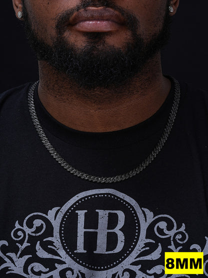 Black MOISSANITE #1 Bestseller Miami Cuban Link Prong Chain Necklace Iced Out - Black Rhodium Over 925 Silver - 8mm-16mm - 16-30"