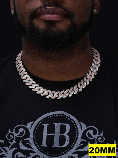 MOISSANITE #1 Bestseller Miami Cuban Link Prong Chain Necklace Iced Out - 14k Rose Gold Vermeil & 925 Silver - 8mm-20mm - 16" - 30"