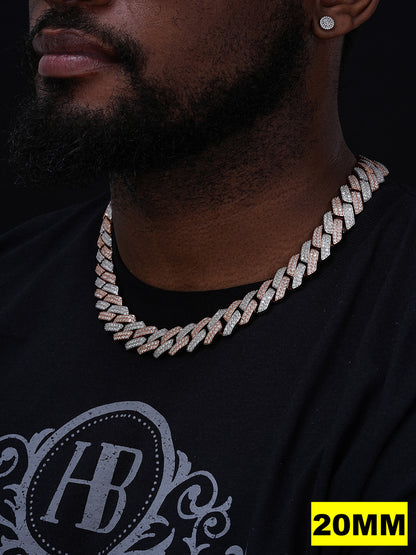 MOISSANITE #1 Bestseller Miami Cuban Link Prong Chain Necklace Iced Out - 14k Rose Gold Vermeil & 925 Silver - 8mm-20mm - 16" - 30"