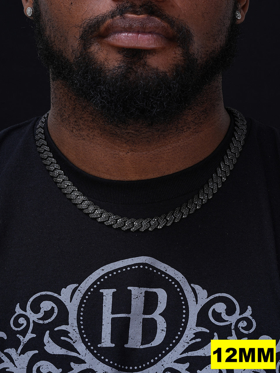 Black MOISSANITE #1 Bestseller Miami Cuban Link Prong Chain Necklace Iced Out - Black Rhodium Over 925 Silver - 8mm-16mm - 16-30"