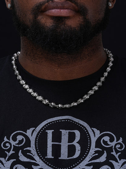 MOISSANITE Custom Skull Link Death Necklace Chain - 925 Silver - 9.5mm - 18"-28"
