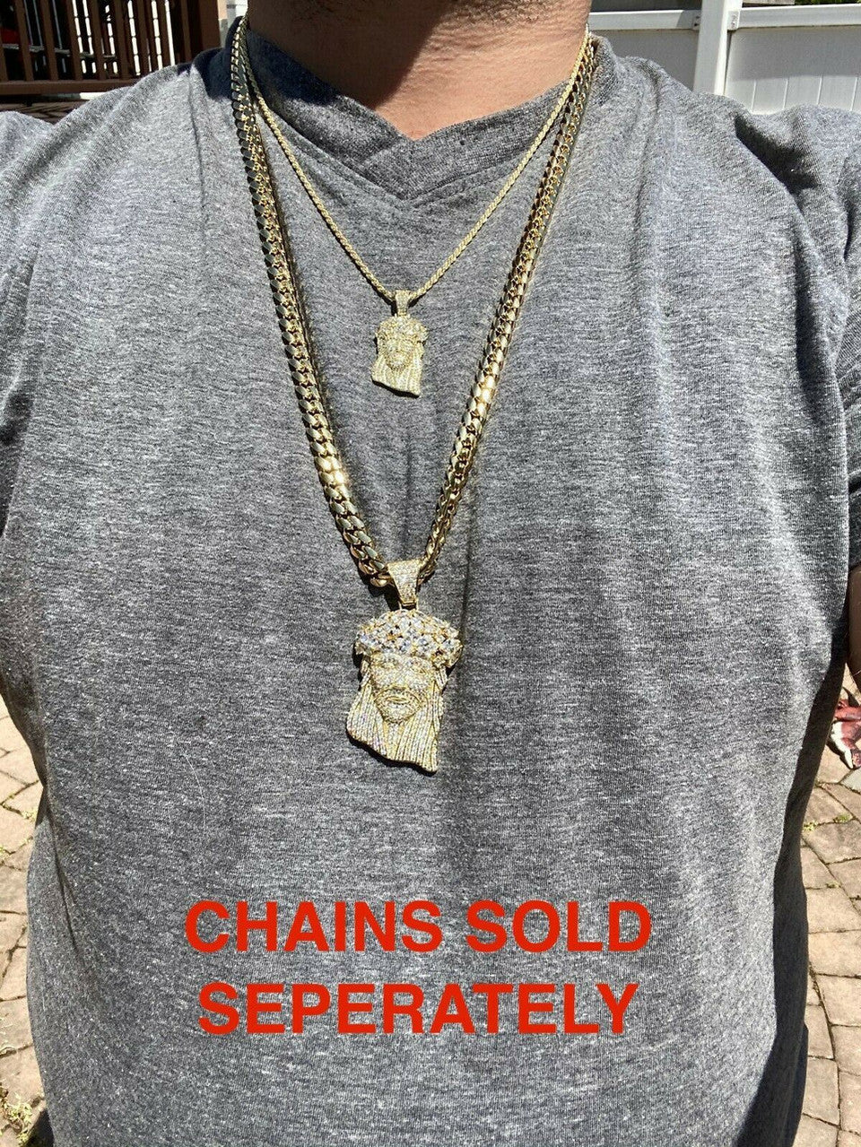 Hip Hop 14k Gold Over 925 Sterling Silver Jesus Piece Flooded Out Pendant Iced