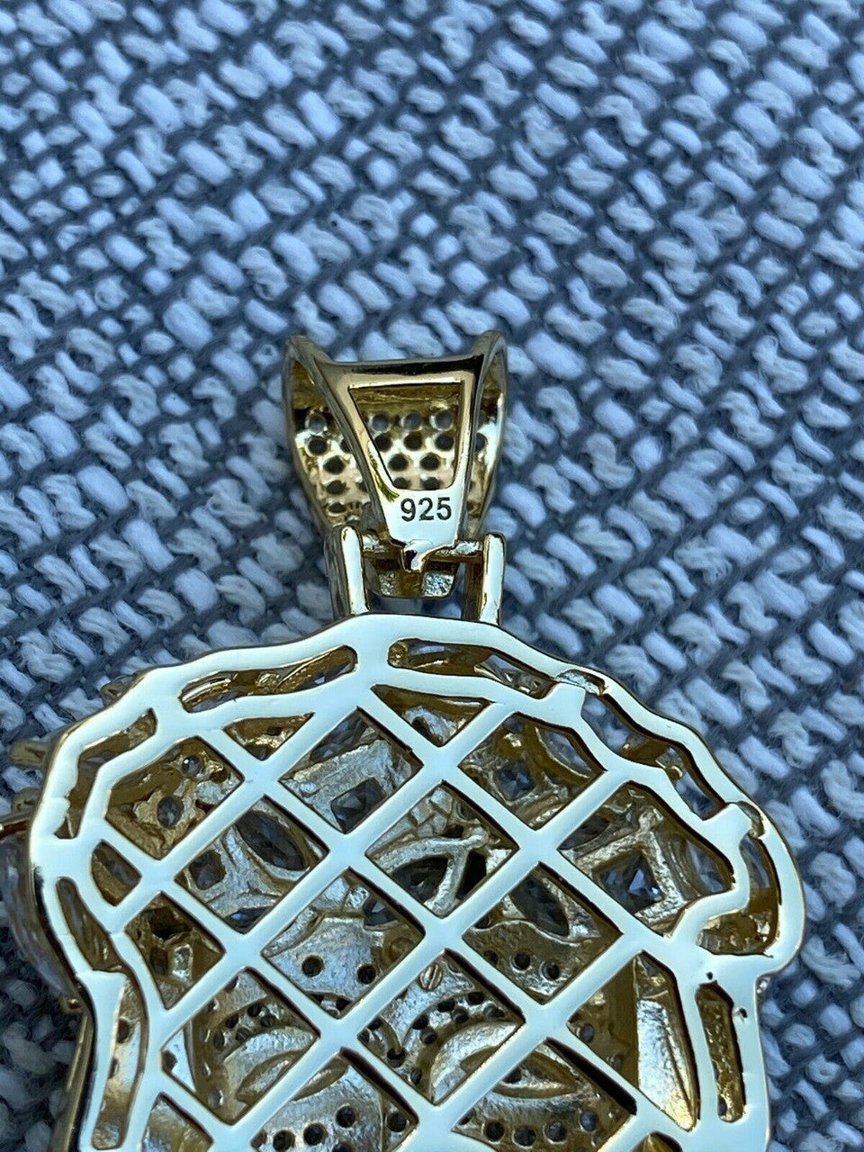Hip Hop 14k Gold Over 925 Sterling Silver Jesus Piece Flooded Out Pendant Iced