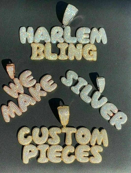 HipHop Real Custom Bubble Letter Name Pendant Iced Moissanite Pass Diamond Test