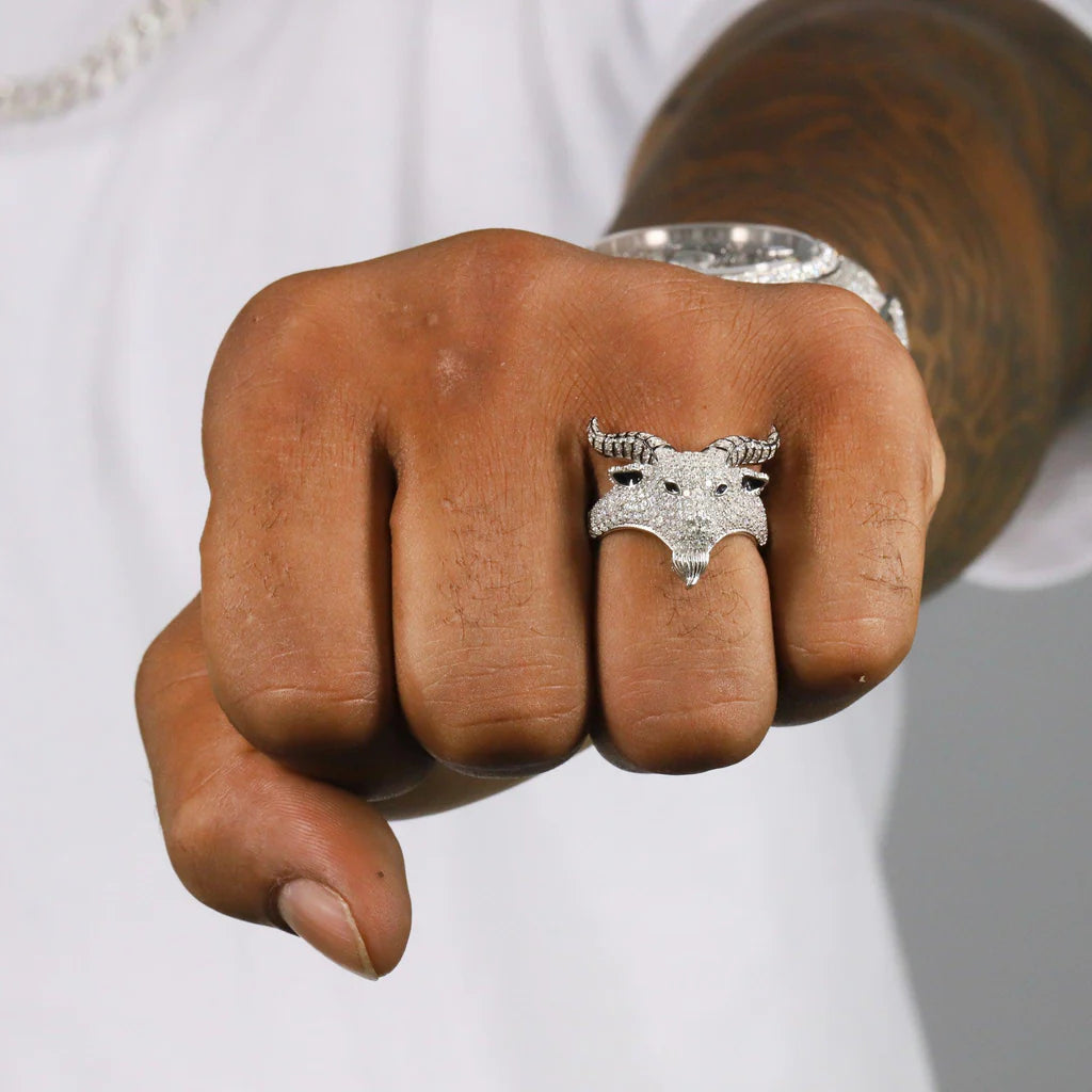 Iced Out Goat VVS Moissanite Diamond Ring