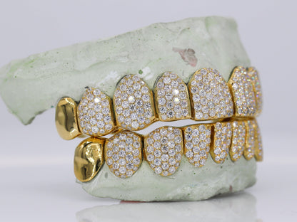10 on 10 Capped VVS Moisannite Diamond Grillz