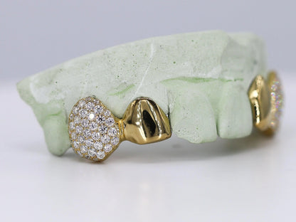 2 Teeth VVS Moissanite Diamond with Solid Ends Grillz