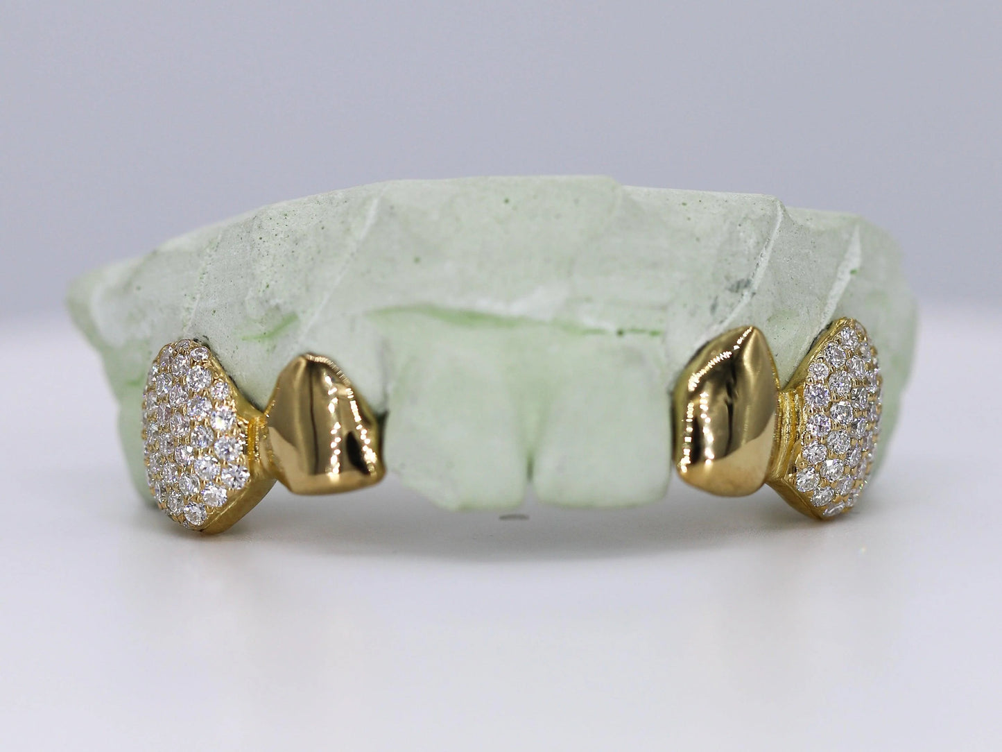 2 Teeth VVS Moissanite Diamond with Solid Ends Grillz