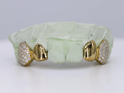 2 Teeth VVS Moissanite Diamond with Solid Ends Grillz