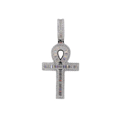 Baguette Ankh Cross VVS Moissanite Diamonds Pendant