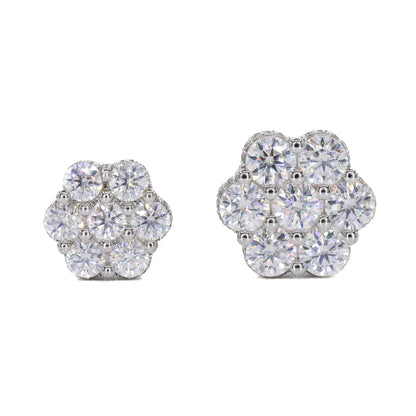 Big Stone Flower Earring Fully Iced Out VVS Moissanite Daimond Earrings