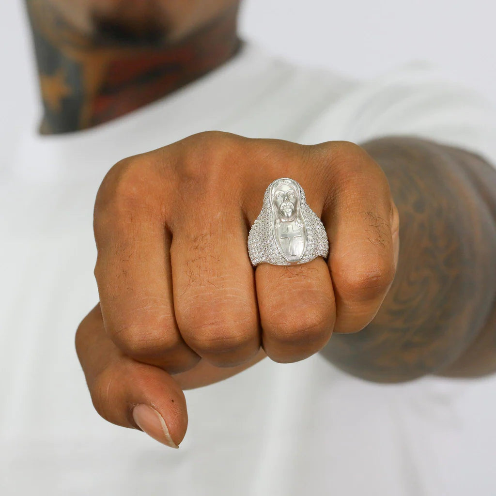 Ice Trapped Jesus Vvs Moissanite Diamond Ring