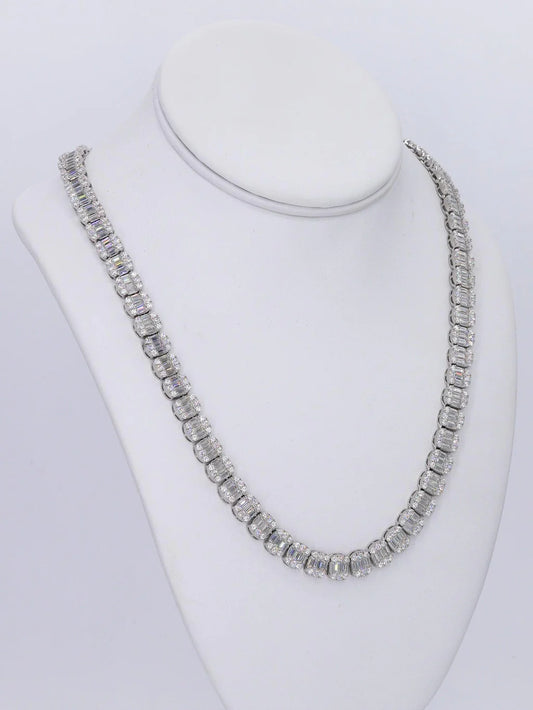 8mm Baguette VVS Moissanite Daimond 22INCH Chain