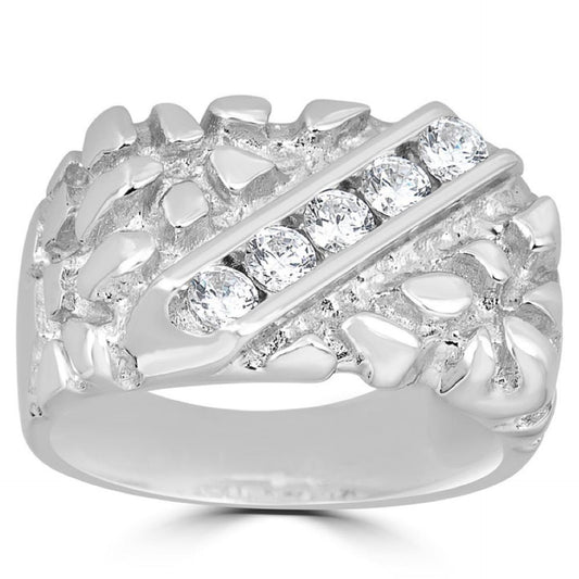 Ice & Metal Nugget Ring - 925 Silver - CZ Stones