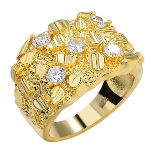 Iceberg On Mountain Nugget Ring - 14k Gold Vermeil 925 Silver - CZ Stones