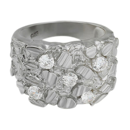 Iceberg On Mountain Nugget Ring - 925 Silver - CZ Stones