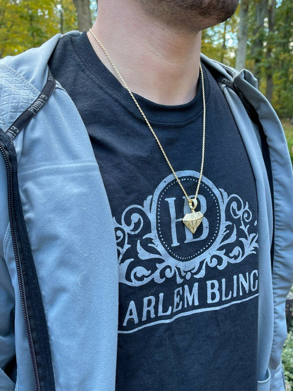 Iced Diamond Shape Bling Pendant Hip Hop Necklace 925 Silver / Gold MOISSANITE