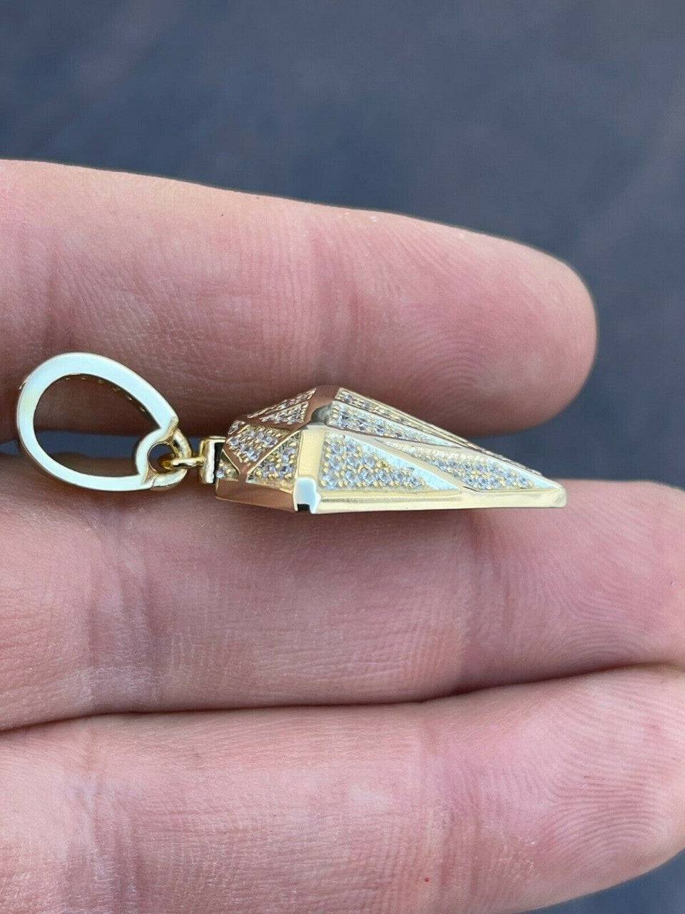 Iced Diamond Shape Bling Pendant Hip Hop Necklace 925 Silver / Gold MOISSANITE