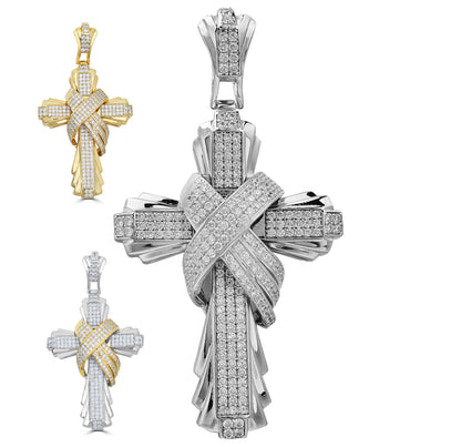 Iced Large Hip Hop Cross Pendant 925 Silver / Gold MOISSANITE Pass Diamond Test