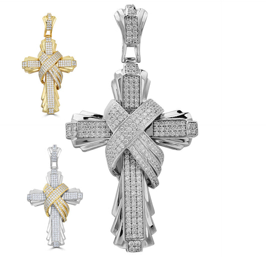 Iced Large Hip Hop Cross Pendant 925 Silver / Gold MOISSANITE Pass Diamond Test