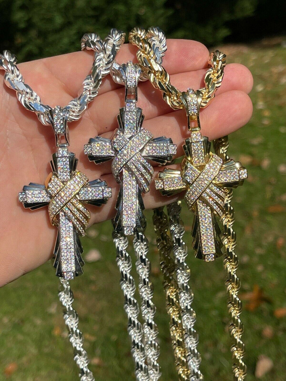 Iced Large Hip Hop Cross Pendant 925 Silver / Gold MOISSANITE Pass Diamond Test