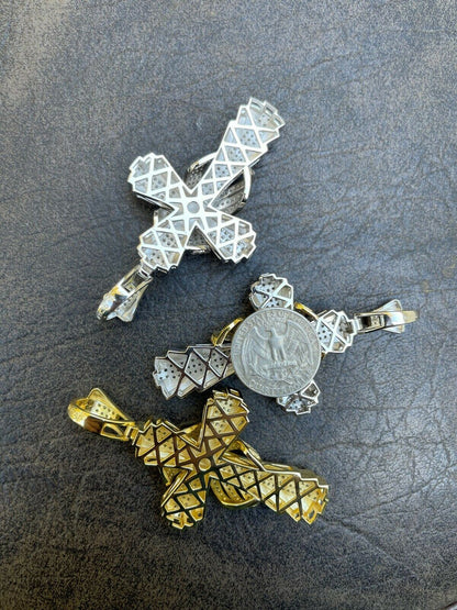 Iced Large Hip Hop Cross Pendant 925 Silver / Gold MOISSANITE Pass Diamond Test