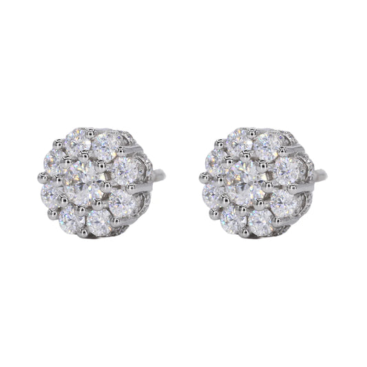 Iced Out Flower Earrings VVS Moissanite Daimond Earrings