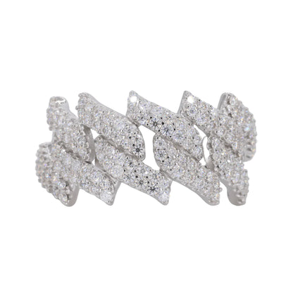 Iced Out Spiked Cuban Band VVS Moissanite Diamond Ring