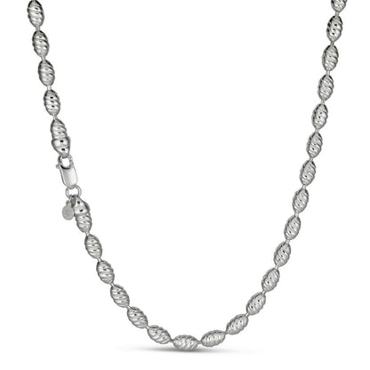 Infinity Rice Link Chain Necklace - 925 Sterling Silver - 18"-30" - 6mm