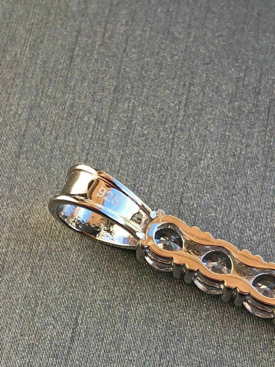 Inverted Cross Upside Down Real Solid 925 Sterling Silver Tennis Chain Diamond