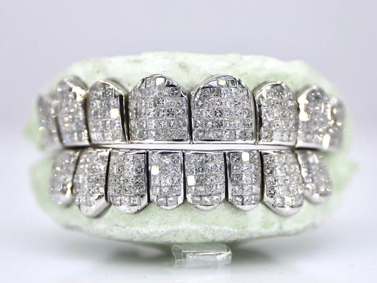 Invisible Set Princess Cut Diamond Grillz - VVS Lab Diamonds