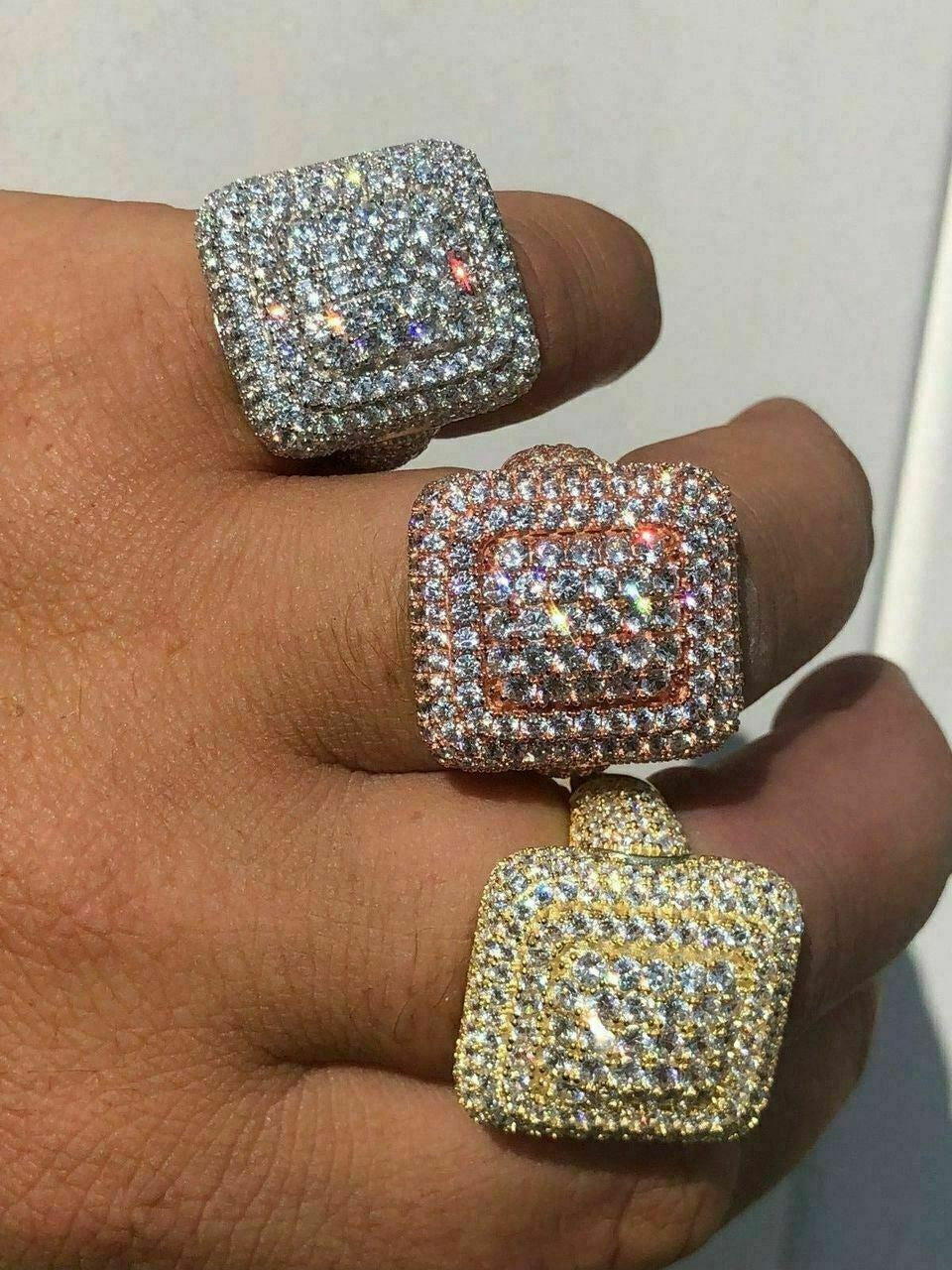 Italian Mafia Iced Out Ring - 14k Yellow/Rose/White Gold Vermeil 925 Silver - CZ Stones