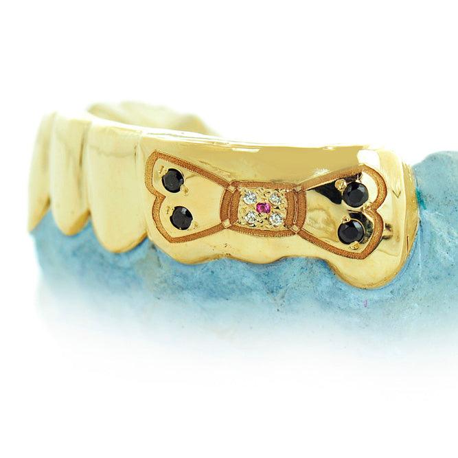6 Teeth In Yellow Gold with Engraved Dog Bone