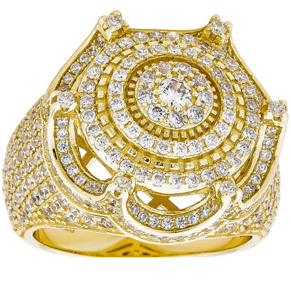 King Crown The Don Hip Hop Ring - 14k Gold Vermeil 925 Silver - CZ Stones