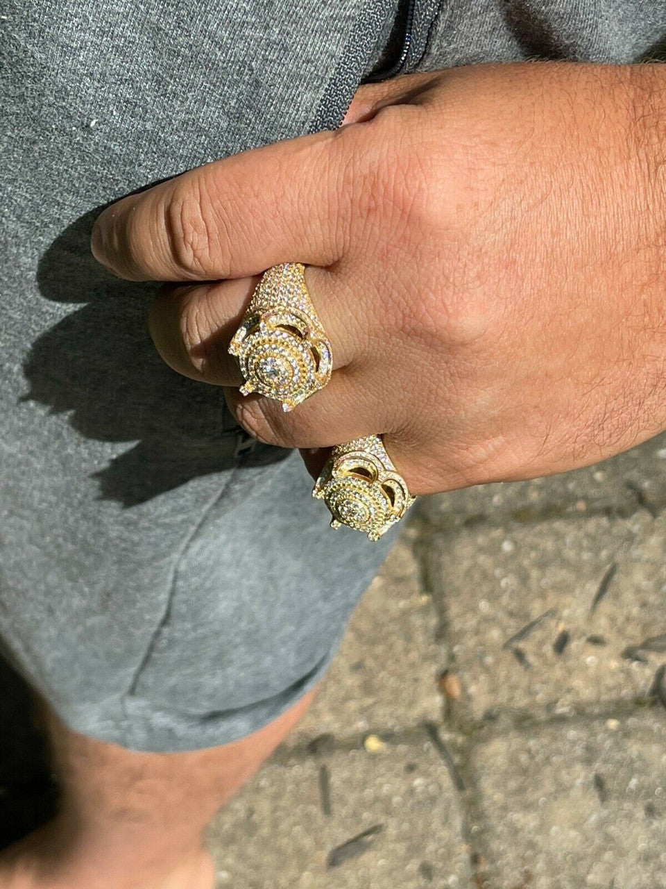 King Crown The Don Hip Hop Ring - 14k Gold Vermeil 925 Silver - CZ Stones