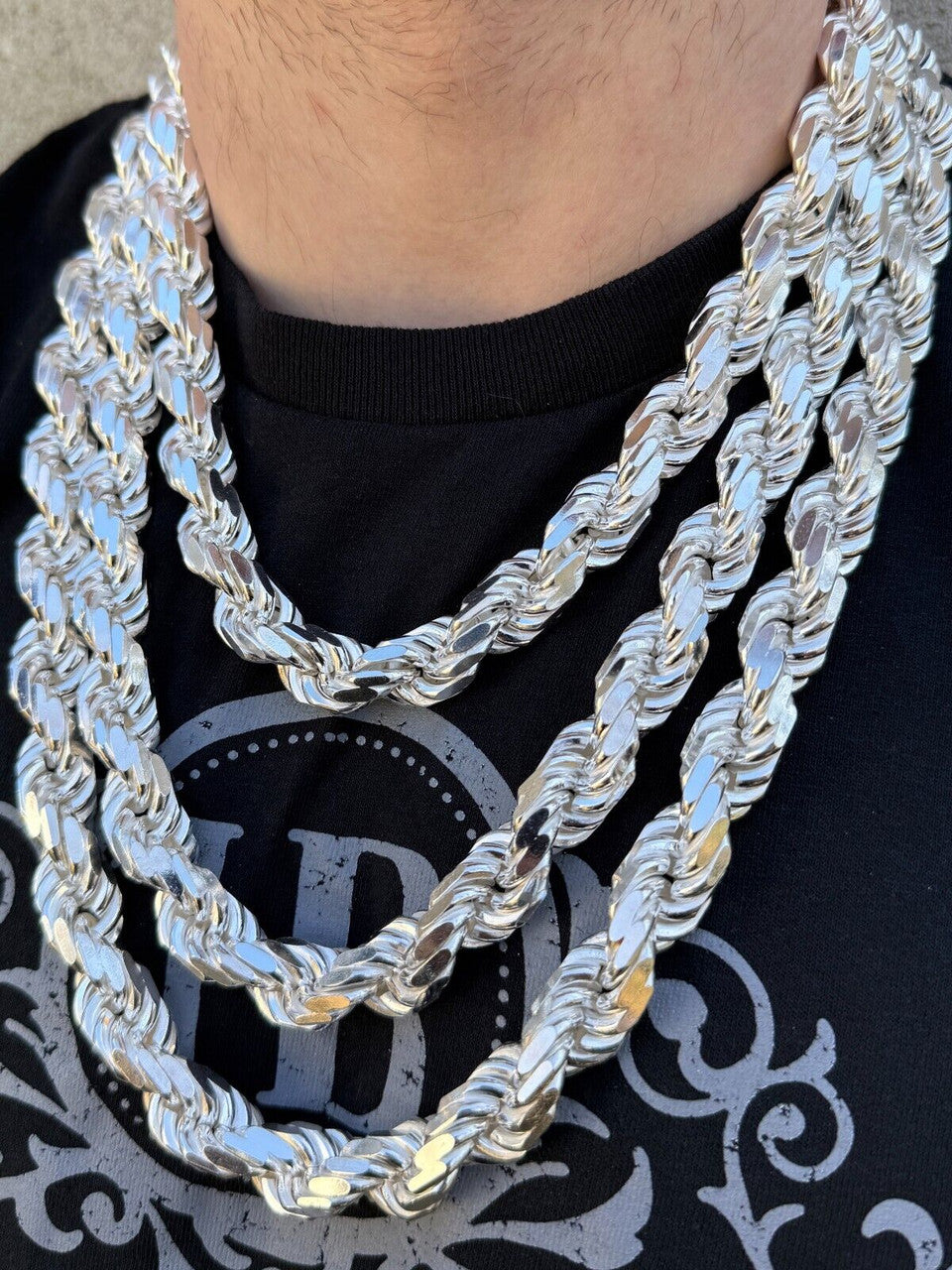 Half Kilo Rope Chain Necklace - 925 Sterling Silver - 18"-30" - 14.5mm