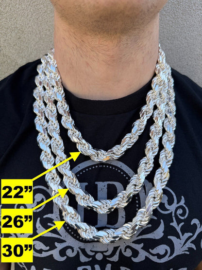 Half Kilo Rope Chain Necklace - 925 Sterling Silver - 18"-30" - 14.5mm