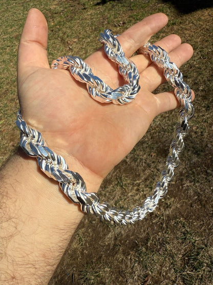 Half Kilo Rope Chain Necklace - 925 Sterling Silver - 18"-30" - 14.5mm