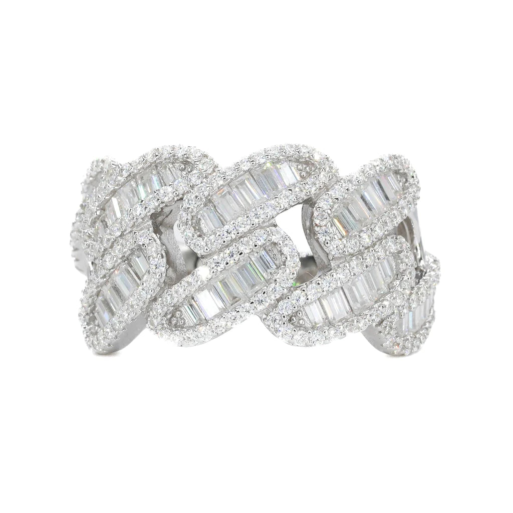 Miami Baguette Cuban VVS Moissanite Diamond Ring